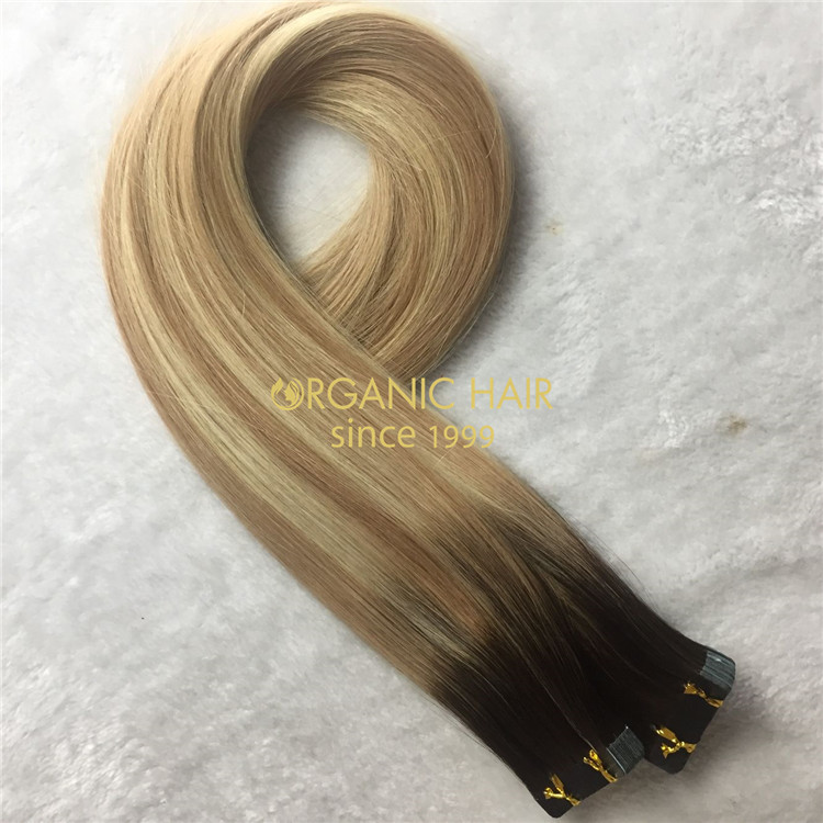 Cheap human tape in hair extensions ombre & piano color X154